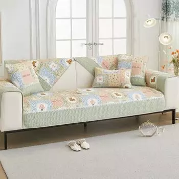 Small Fresh Pure Cotton Jacquard Splicing Sofa CoverModern Sofa Cushion Combination All Cotton All-season Universal Couch Cover 70x70cm 1pcs