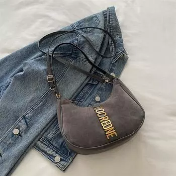 Small Fresh Underarm Bag Autumn Simple Texture Dumpling Bag High Value Retro Shoulder Crescent Bag серый