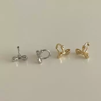 Small Glossy Bow Metal Ear Buckle Female Simple Sweet Fresh Cute Fashion Personality Versatile Earrings