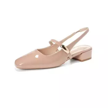 [] Small gold buckle~ .CM square head thick heel rear empty Mary Jane women s bag head sandals 34