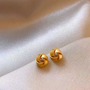 Small Gold Winding Truelove Knot Stud Earrings for Women 925 Sterling Silver Earring/Pin Graceful Earrings 2025 New Arrival Best Selling Frosted 18K Golden Condore Stud Earrings