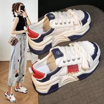Small Inner Height Increase Women s Shoes Dad Shoes Spring New Platform White Shoes Lightweight Casual Sports Shoes Tide 34
