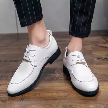Small leather shoes men s low-top Korean version British business dress Korean version casual fashion trend hairstylist men s shoes 38