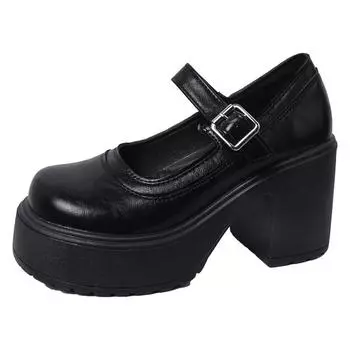 Small leather shoes women s high-end platform spring new thick-heeled high-heeled Mary Jane single shoes trend 35