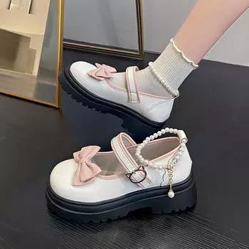 Small leather shoes women s Japanese JK cute girl lolita princess shoes with skirt thick-soled shallow mouth small single shoes 35 чёрный