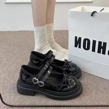 Small leather shoes women s new summer retro platform college style Mary Jane single shoes with skirt round head 35