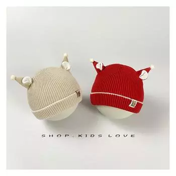 Small month-old baby hat 3-6 months autumn and winter cute outdoor winter warm baby knitted wool pullover hat 6 Recommended for 1-8 months 40-45cm бежевый