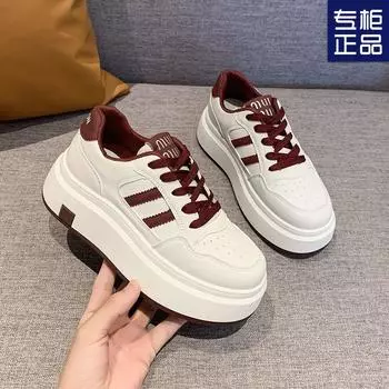 Small muffin board shoes platform 2025 new popular spring versatile Angola red four seasons white shoes women 35 чёрный