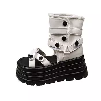 Small muffin cross with platform sandals ins2025 summer new Velcro temperament Roman sandals women 34