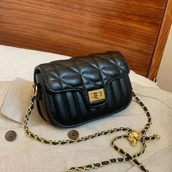 Маленькая нишевая модная женская сумка с ромбовидной сеткой 2024 года, новая простая летняя универсальная цепочка, популярная маленькая квадратная сумка на одно плечо