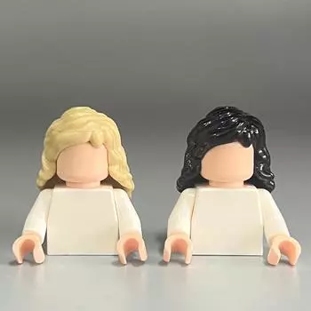 Small Particle Building Block Parts Parts Compatible With 23187 Minifigures Accessories Female Hair, Medium And Long Waves
