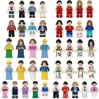 Игрушки-конструкторы из мелких деталей 54 фигурки для девочек в стиле прилив , ханьфу, античная принцесса, баскетболистки, подарок для девочек