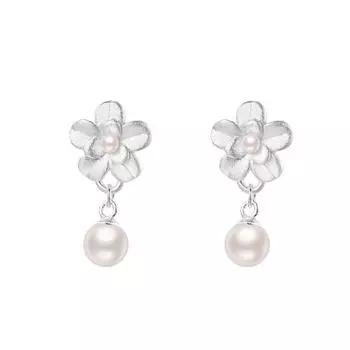 Small Pearl Flower Earrings Pearl Pendant Small Flower Earrings Earrings and Earrings Are Fresh
