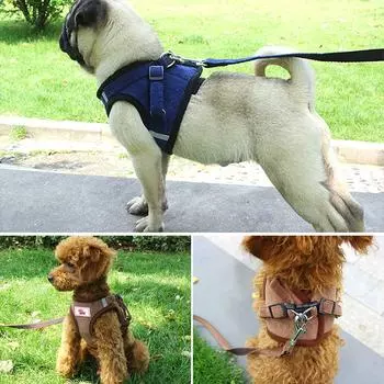 Small Pet Harness Leash Adjustable Dog Vest Puppy Cat Leash Outdoor Walking Chest Strap For Chihuahuas,Habanos,Corgis Pet S J2O7 L светло-серый