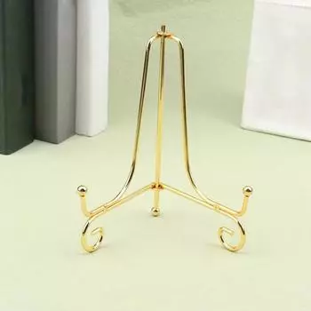 Small Picture Plate Rack Foldable Bowl Dish Frame Gold Iron Display Stand Cookbooks 4 inch