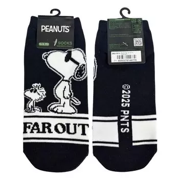 Small Planet Character Socks PEANUTS Snoopy FAR OUT Black