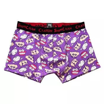 Small Planet Crayon Boxer Briefs with PU Face Design Shin-chan Men s (Size L)