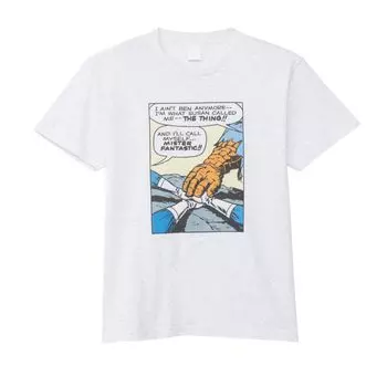 Small Planet Marvel Fantastic Four Overlapping Hands Short Sleeve Size Ash T-Shirt, L,