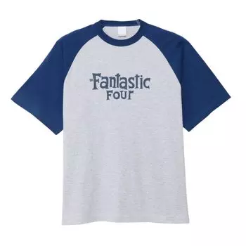 Small Planet Marvel Raglan Fantastic Four Comic Size Ash T-Shirt, Print, M,