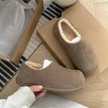 Small potato fur integrated all-inclusive women s autumn and winter new outer wear velvet warm cotton shoes fluffy shoes 35