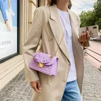 Small square bag new trendy fashion diamond versatile niche handbag shoulder messenger bag чёрный