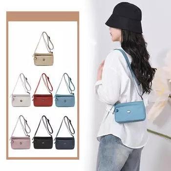 Маленькая квадратная женская сумка из легкого нейлона, многослойная, через плечо чёрный