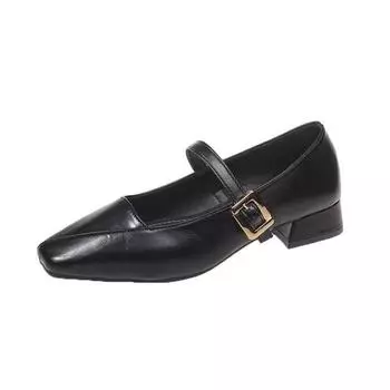Small square head buckle Mary Jane shoes women s autumn new buckle low heel shoes women s fashion shoes 35