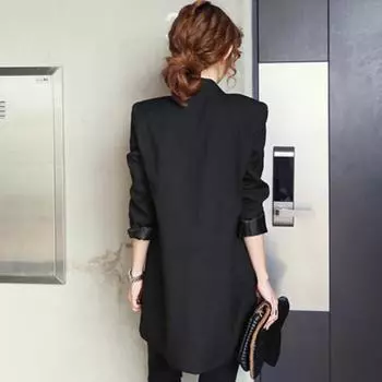 Small Suit Women Slim Long-sleeved Jacket Large Size Small Suit S чёрный
