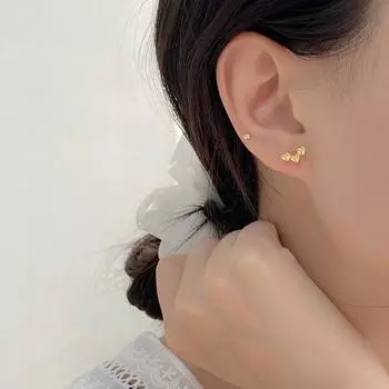 Small Three Love Heart Earrings Versatile Heart-shaped Sweet Gift Earrings for Besties