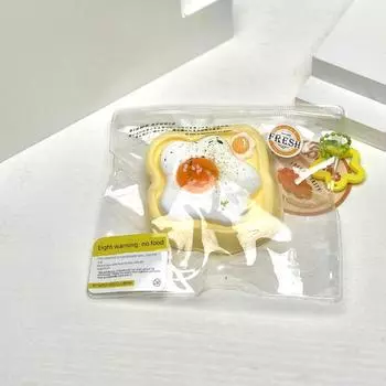 [Small Toast Collection] Muscle Weakness Dry Clay Squeezing Toy Mud Feel Decompression Artifact Silicone Pinch Finished Product Small Toast Omelette