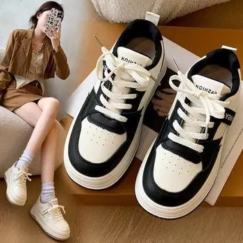 Small White Shoes Female Spring and Fall Shoes Hundred with Thick Bottom Plate Shoes Casual Shoes Muffin Sneakers 35 чёрный