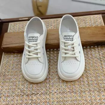 Маленькие белые туфли женские летние тонкие секции толстые полые подошвы две носимые пластины туфли повседневные кроссовки 35 абрикосовый