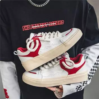 Маленькие белые туфли мужские спортивные туфли для отдыха на скейтборде на толстой подошве мужские туфли дизайнерские кроссовки мужские для скейтбординга весна/осень на шнуровке 39