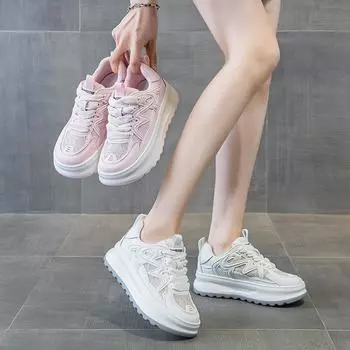 Маленькие белые туфли, повседневные кроссовки на толстой подошве 35 белый