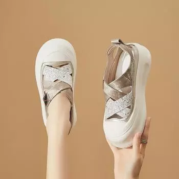 Маленькие белые туфли с толстой подошвой, увеличивающие рост, повседневные студенческие женские туфли 35 бежевый