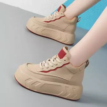 Small white shoes with 2024 autumn and winter new casual single shoes high top elegant platform shoes 37