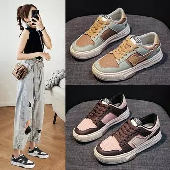 Маленькие белые туфли женские зимние новые на толстой подошве повседневные спортивные кроссовки Panda в цвет 35