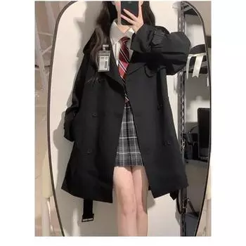 Маленькое женское весенне-осеннее повседневное пальто средней длины в британском стиле XS