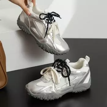 Small women with height increase within 6cm Spring and summer thick bottom sports and leisure mesh breathable leather women 35