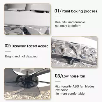 Smart 3-in-1 Ceiling Fan with Remote Control and 6-Speed AC85-265V Lighting Base for Bedroom and Living Room Lighting белый