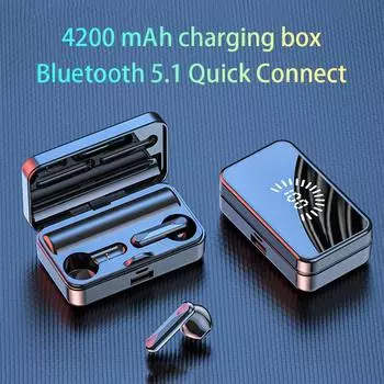 Смарт-беспроводные наушники Bluetooth 5,1, 4200 мАч, зарядное устройство, вкладыши, сенсорные вкладыши, 9D стерео, спортивная водонепроницаемая Hi-Fi-гарнитура, светодиодный дисплей белый