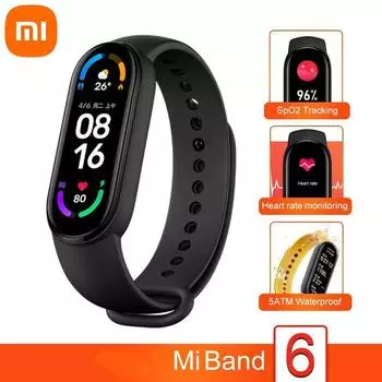 Xiaomi Mi Band 7 Умный браслет AMOLED экран Miband 7 Кровь Кислород Фитнес-трекер Bluetooth Водонепроницаемый умный браслет чёрный