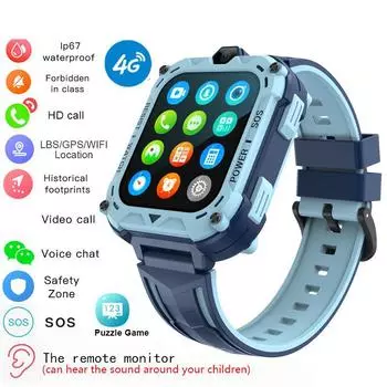 Смарт-часы 4G для детей, SOS LBS, GPS, Wi-Fi, местоположение, видеозвонок, IP67, водонепроницаемые, умные часы с дистанционным монитором, детский смартфон, часы розовый