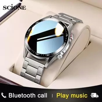 Смарт-часы для мужчин, Bluetooth-вызов, индивидуальный циферблат, полный сенсорный экран, водонепроницаемые умные часы для Android IOS, спортивный фитнес-трекер