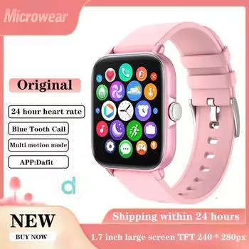 Смарт-часы для мужчин и женщин, Bluetooth-вызов, экран 1,7 дюйма, фитнес-трекер, спортивные водонепроницаемые часы с пульсометром Pk P28plus