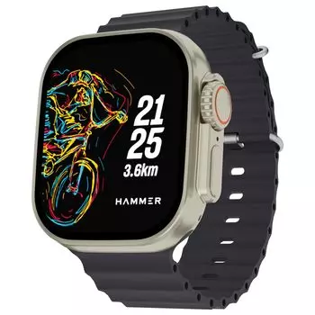 Смарт-часы HAMMER Active 2.0 Plus с 2,1-дюймовым HD-дисплеем, управлением жестами, вызовами по Bluetooth, студией создания циферблатов своими руками, спортивными режимами, менструальным циклом(черный) чёрный