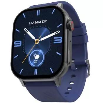 Смарт-часы HAMMER Arctic 2.04 Super AMOLED, металлический корпус, BT-вызовы, Always On Display, вращающаяся заводная головка, разделенный экран (Темно-синий) полуночно-синий