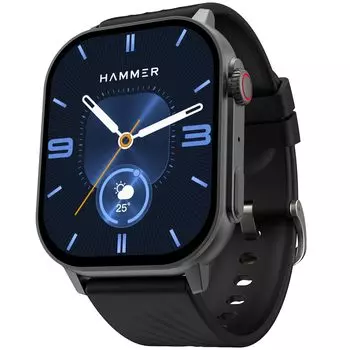 Смарт-часы HAMMER Arctic 2.04 Super AMOLED, металлический корпус, BT-вызовы, Always On Display, вращающаяся заводная головка, разделенный экран (порошок черный) чёрный