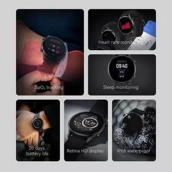 Смарт-часы HAYLOU RT2 Пользовательские часы 12 Спортивные модели Face Монитор кислорода в крови Монитор сердечного ритма