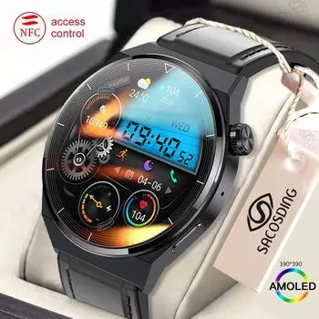 Смарт-часы мужские Amoled 390*390 Hd экран Heart Rate Bluetooth Call Ip68 водонепроницаемый Nfc Smartwatch Gt3 Pro для Huawei Xiaomi China